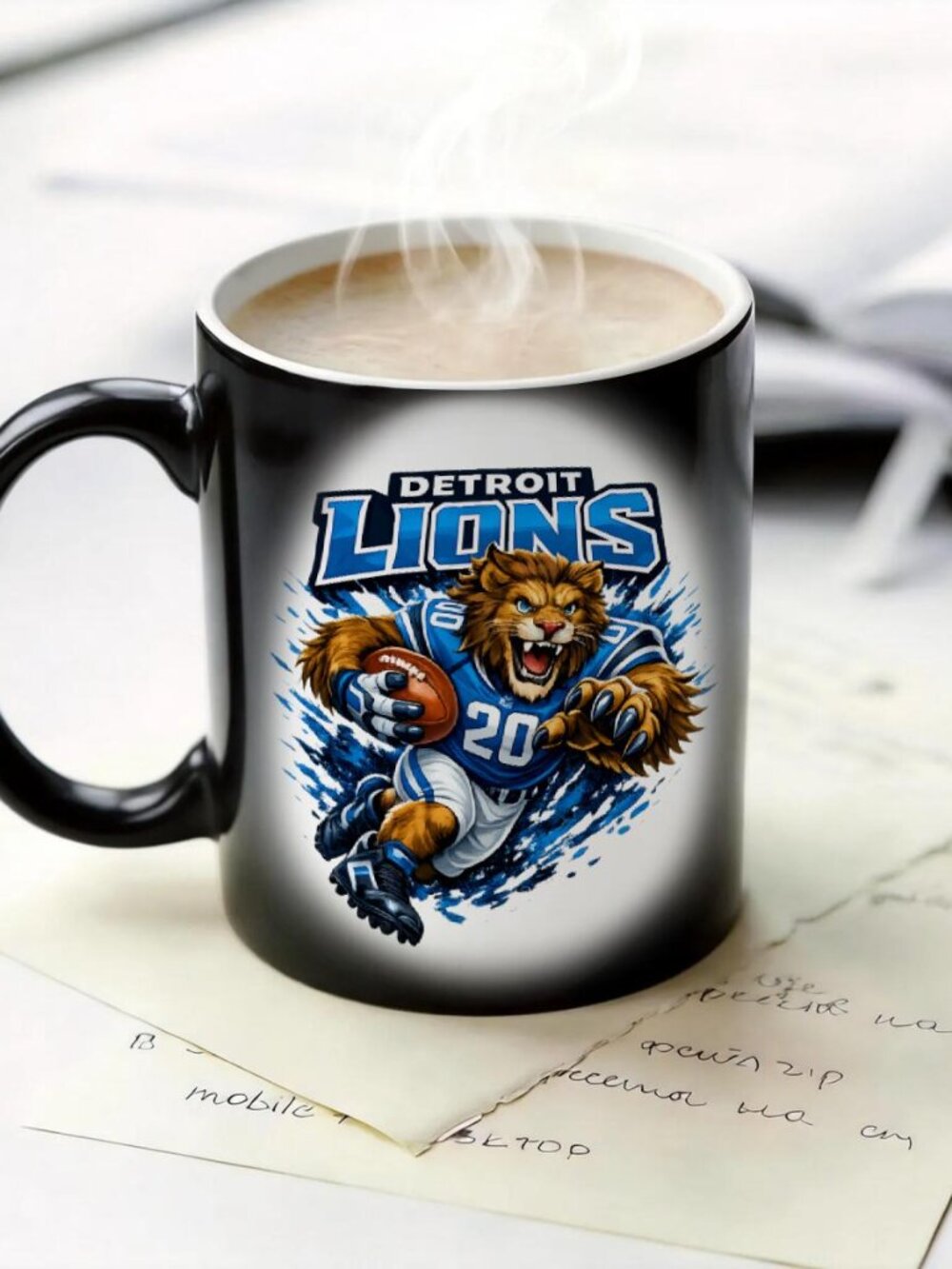 Detroit Lions Matte Heat Changing Mug NFL Fan Cup 11oz